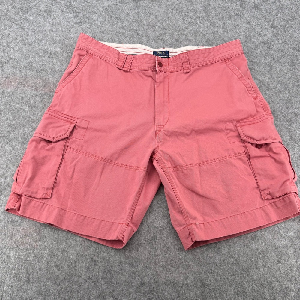 Polo Ralph Lauren Mens Cargo Shorts Size 42 Pink Cotton Twill Classic Fit Salmon